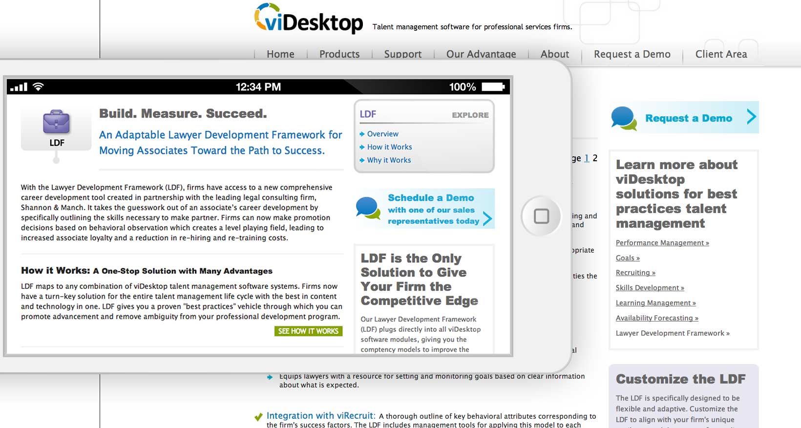viDesktop Website Design - Content Page in a Smartphone